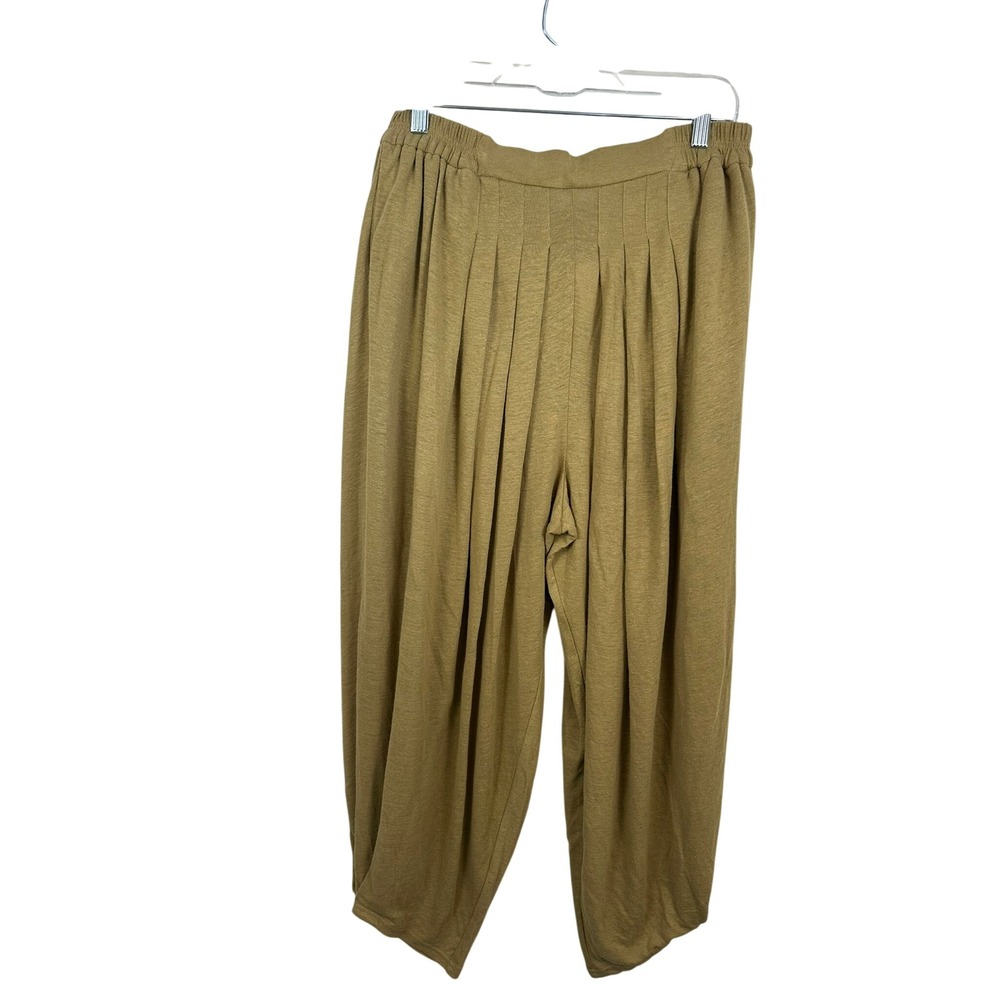 Free People Harem Pants Women Large Brown NEW Linen Blend Pleated Boho OB1225542